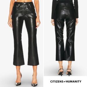 Citizens of Humanity Isola Cropped Recycled Leather Boot Pants Black 25 NWT
